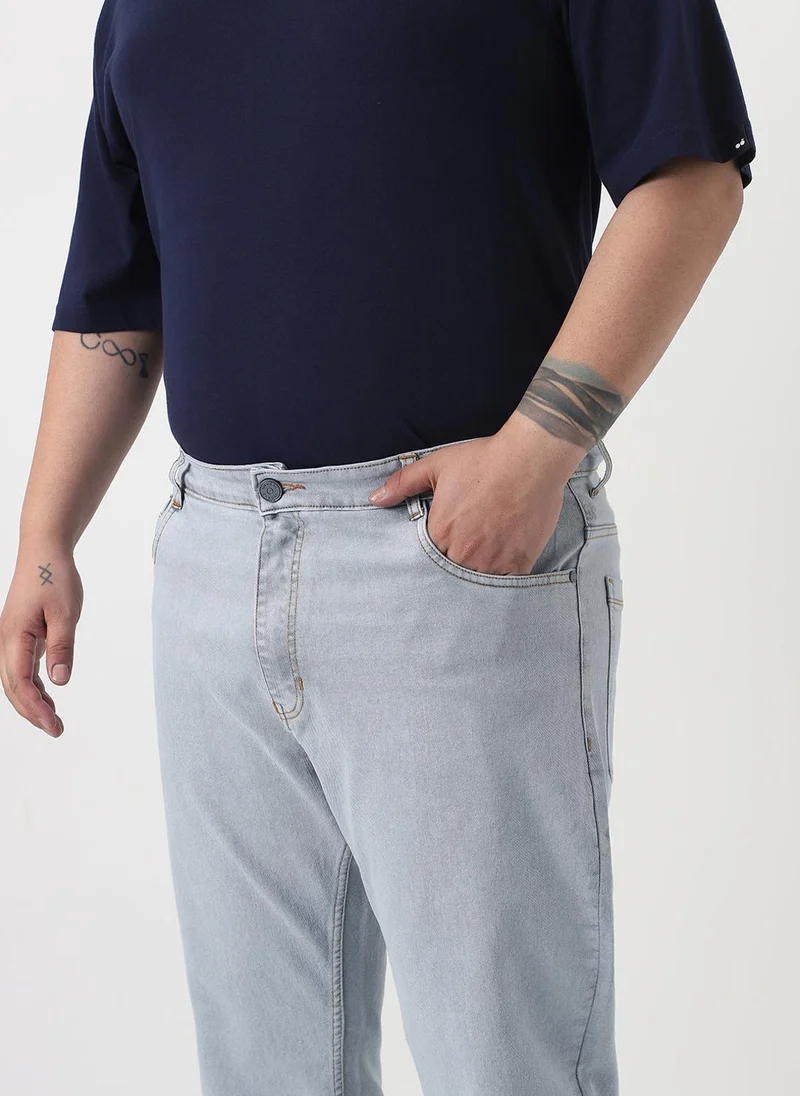 Urbano Fashion  Urbano Plus Men's Ice Grey Slim Fit Washed Denim Jeans Stretchable for Men | Best Price UAE